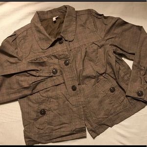 Casual Brown Plaid Jacket